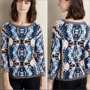 Anthropologie Moth Cabine Pullover Sweater Colorful Kaleidoscope Small